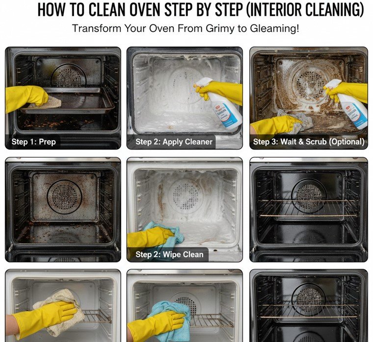 How to Clean Oven Step by Step Interior Cleaning