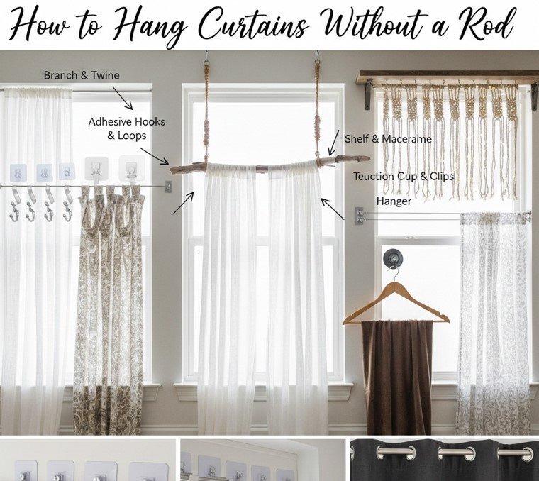 How to Hang Curtains Without a Rod