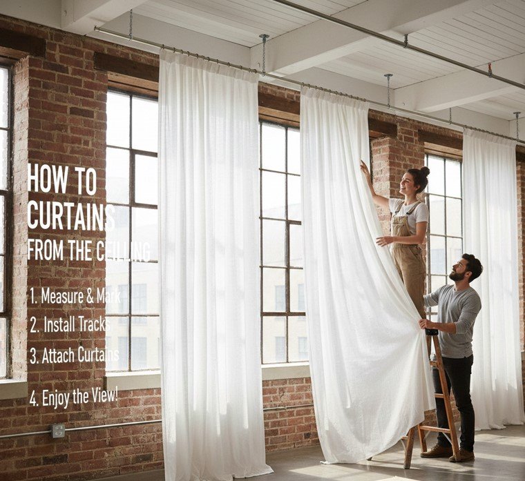 How to Hang Curtains from the Ceiling