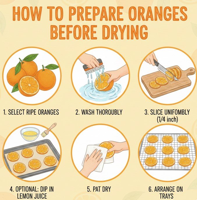 How to Prepare Oranges Before Drying